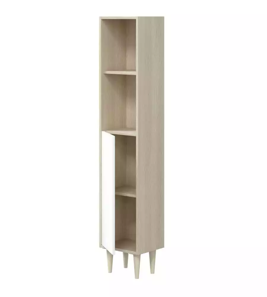 COLONNA BAGNO "VERONA" IN TRUCIOLARE MELAMINICO COLORE ROVERE E BIANCO, 30X25X150 CM